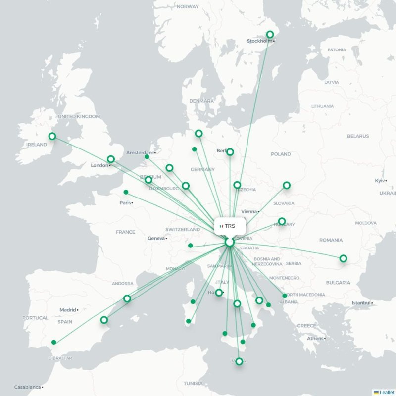 TRS - PRG route map