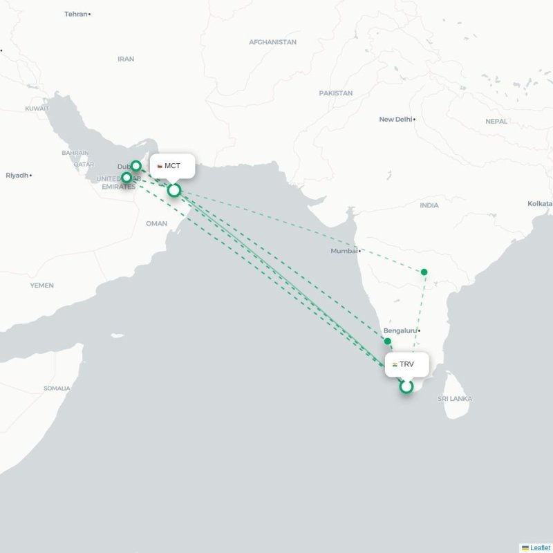 TRV - MCT route map