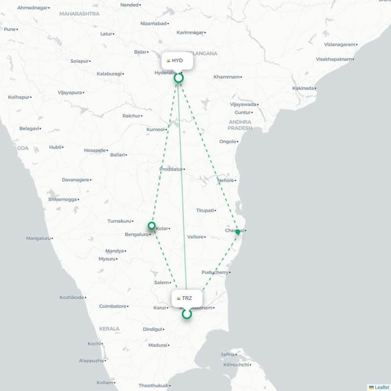 TRZ - HYD route map