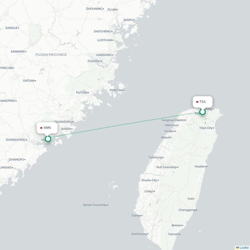 TSA - XMN route map
