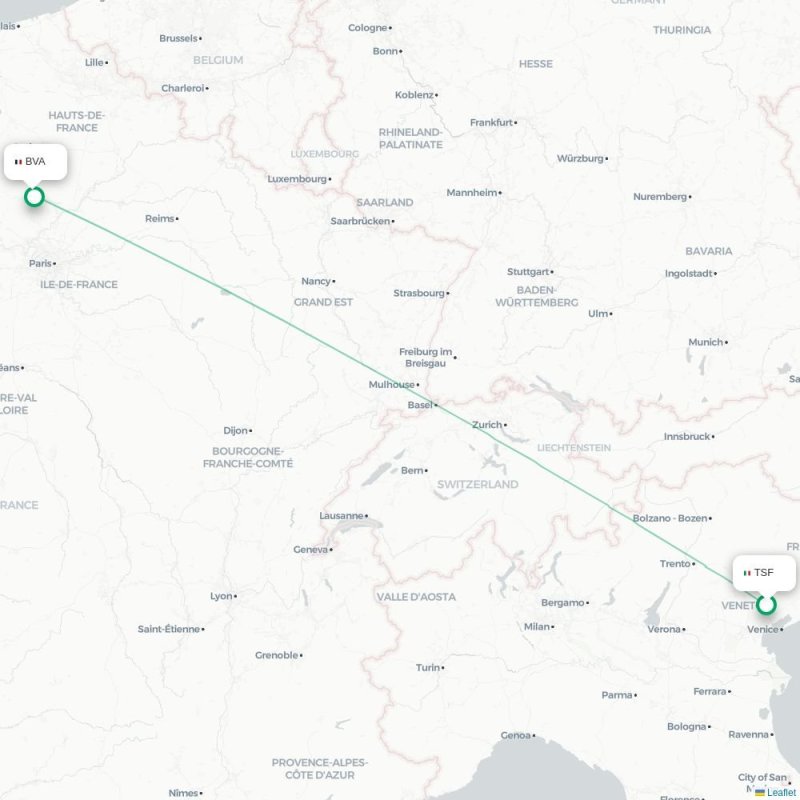 TSF - BVA route map