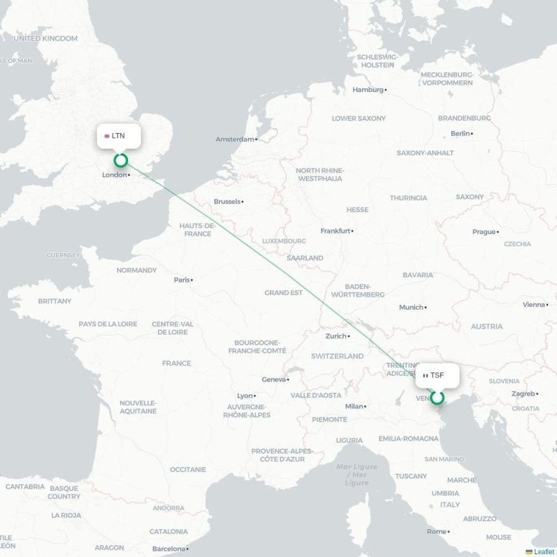 TSF - LTN route map