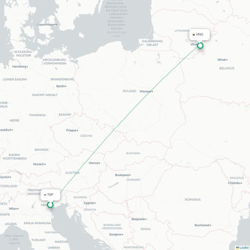 TSF - VNO route map