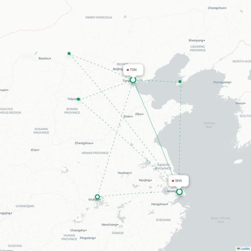 TSN - SHA route map