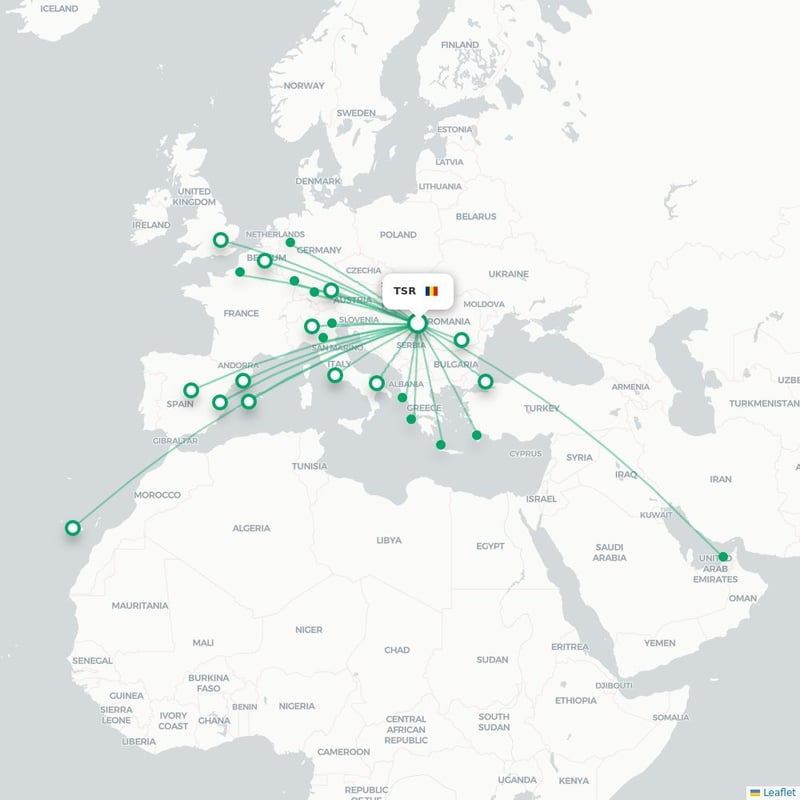 Route map Timisoara  TSR airport