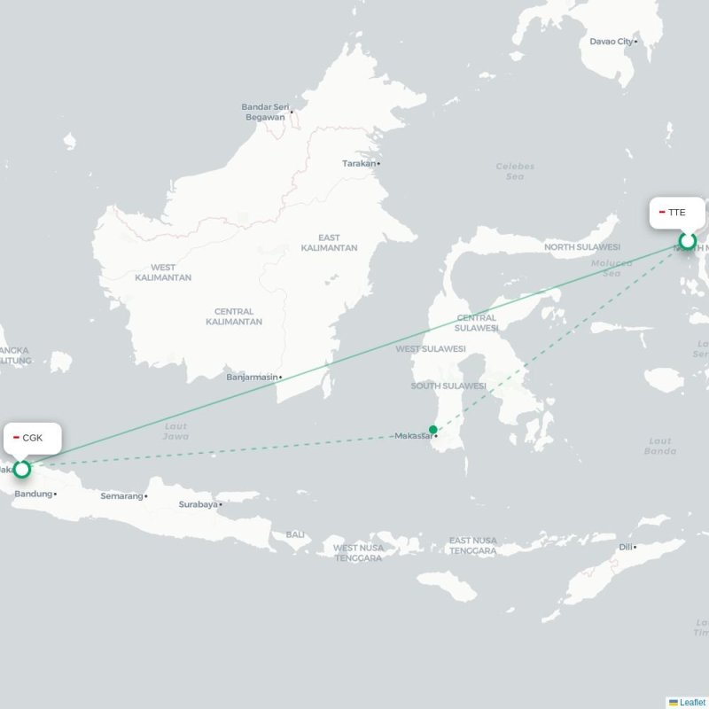 TTE - CGK route map