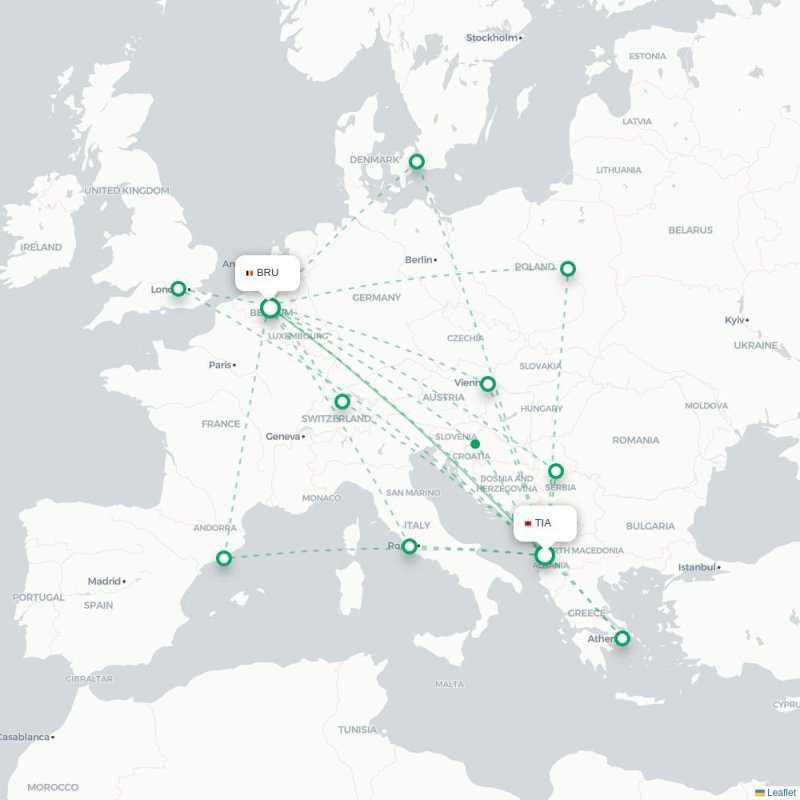 TTU - BRU route map