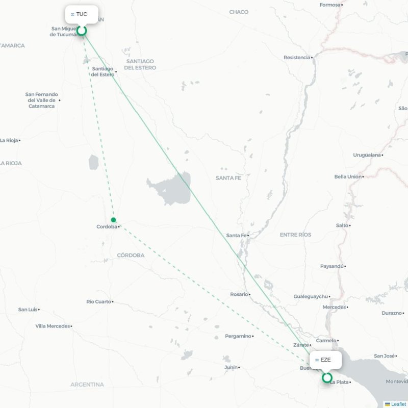 TUC - EZE route map