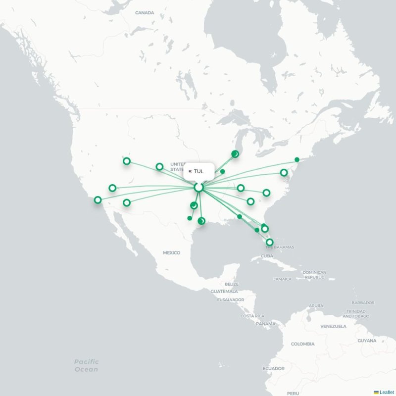TUL - MDW route map