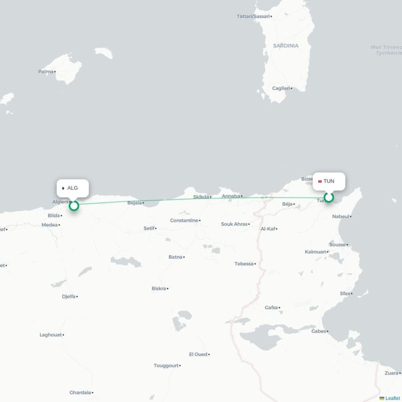 TUN - ALG route map