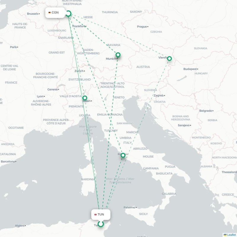 TUN - CGN route map