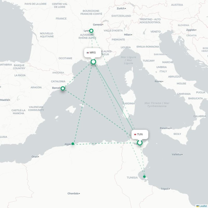 TUN - MRS route map