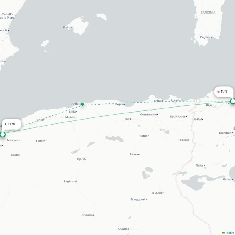 TUN - ORN route map