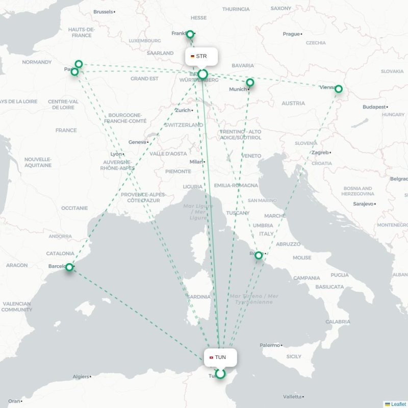 TUN - STR route map