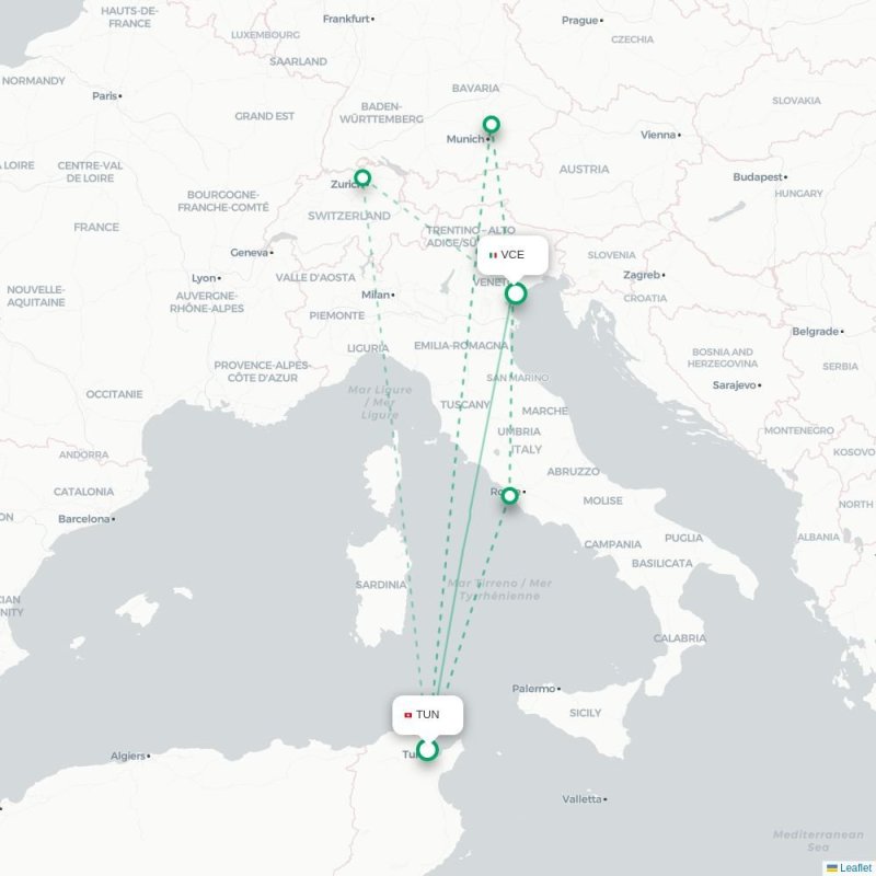 TUN - VCE route map