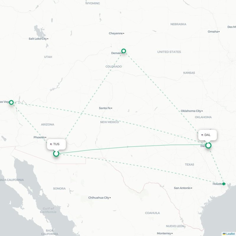 TUS - DAL route map