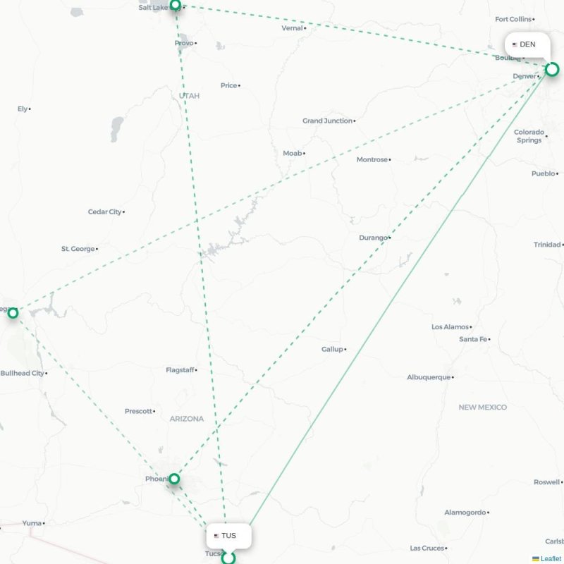 TUS - DEN route map