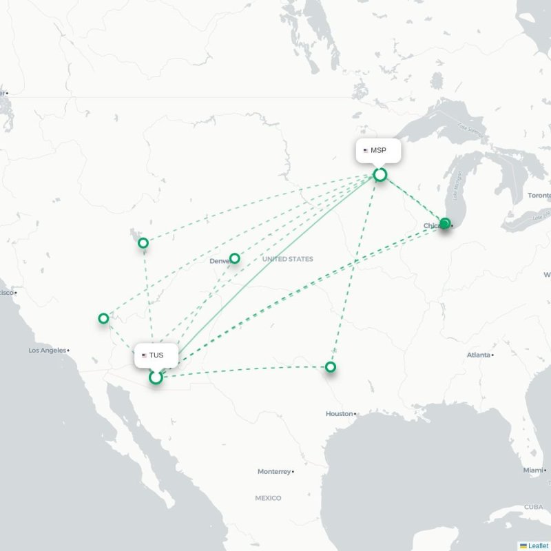 TUS - MSP route map