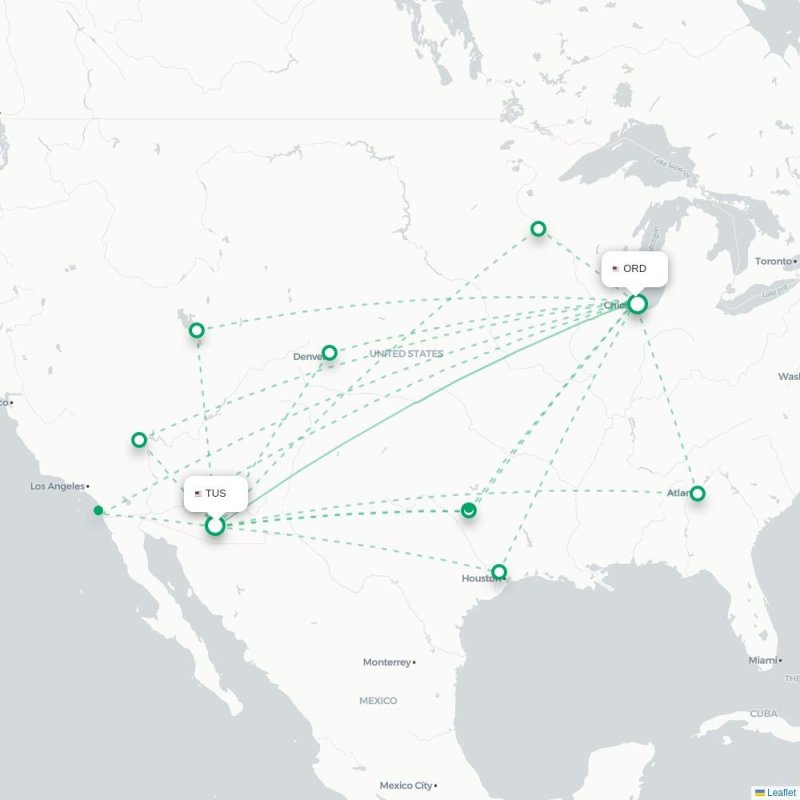 TUS - ORD route map