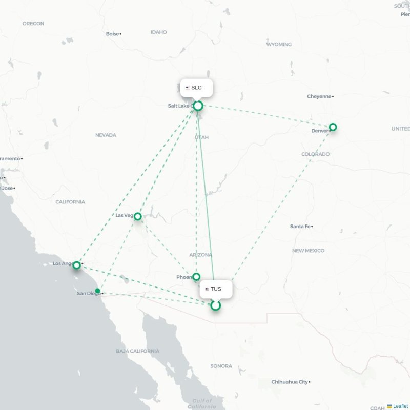 TUS - SLC route map