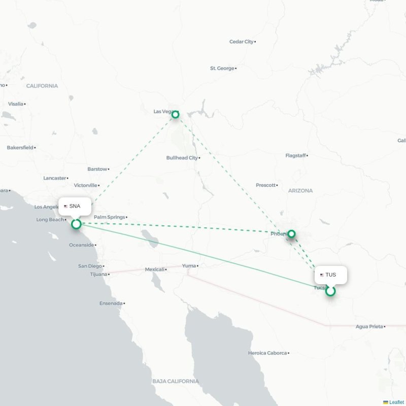 TUS - SNA route map