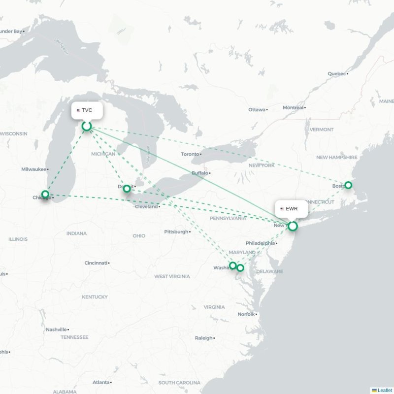 TVC - EWR route map