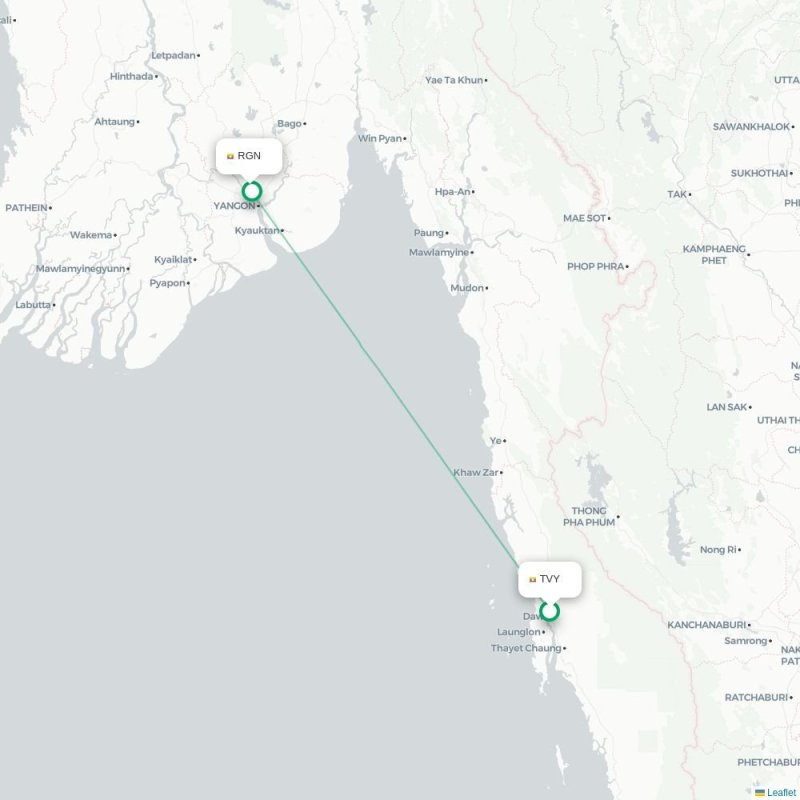 TVY - RGN route map