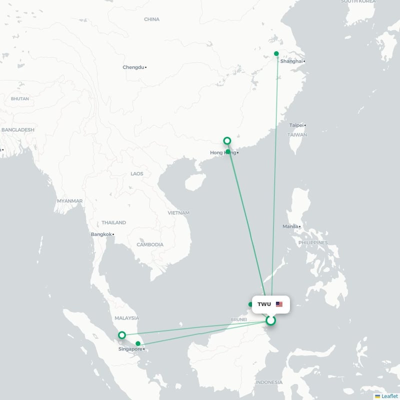Route map Tawau  TWU airport