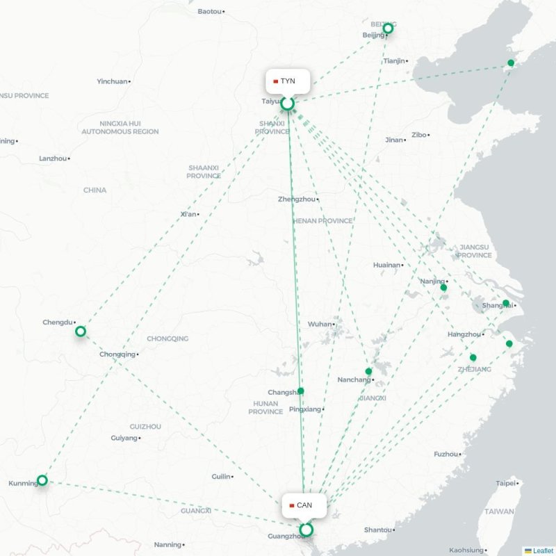 TYN - CAN route map