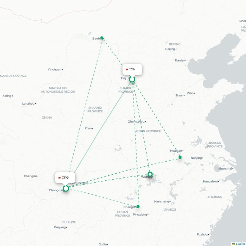 TYN - CKG route map