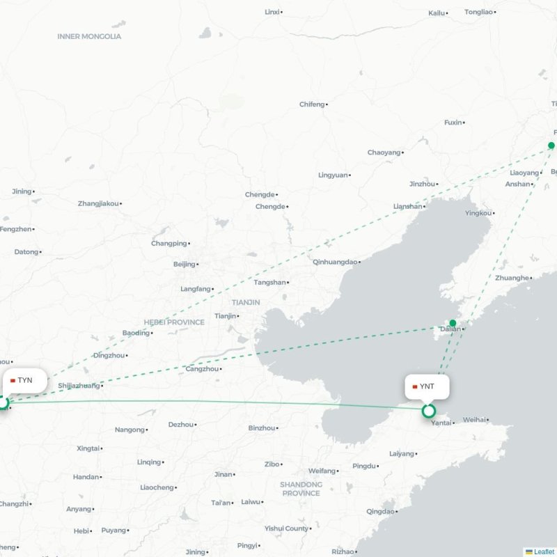 TYN - YNT route map