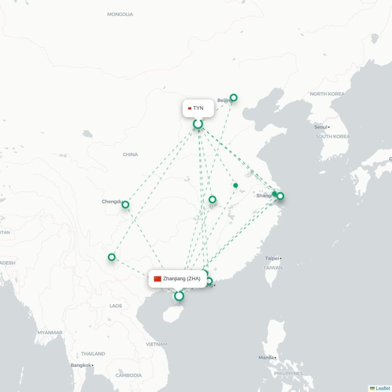 TYN - ZHA route map