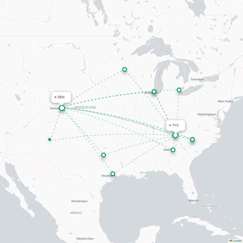 TYS - DEN route map