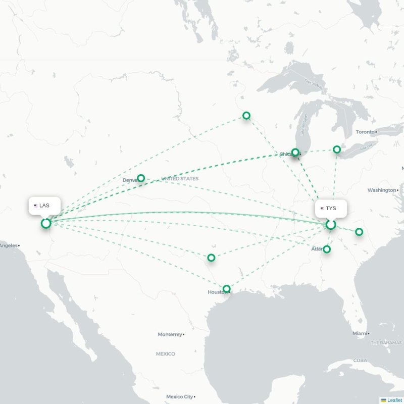 TYS - LAS route map