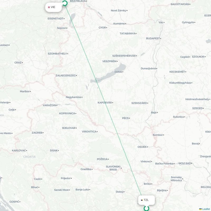 TZL - VIE route map