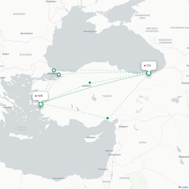 TZX - ADB route map
