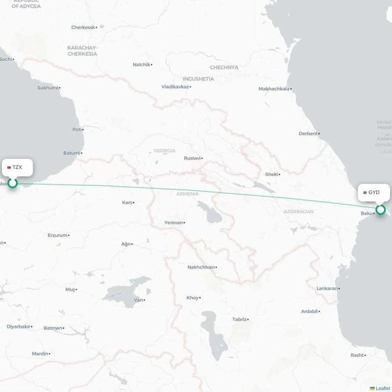 TZX - GYD route map
