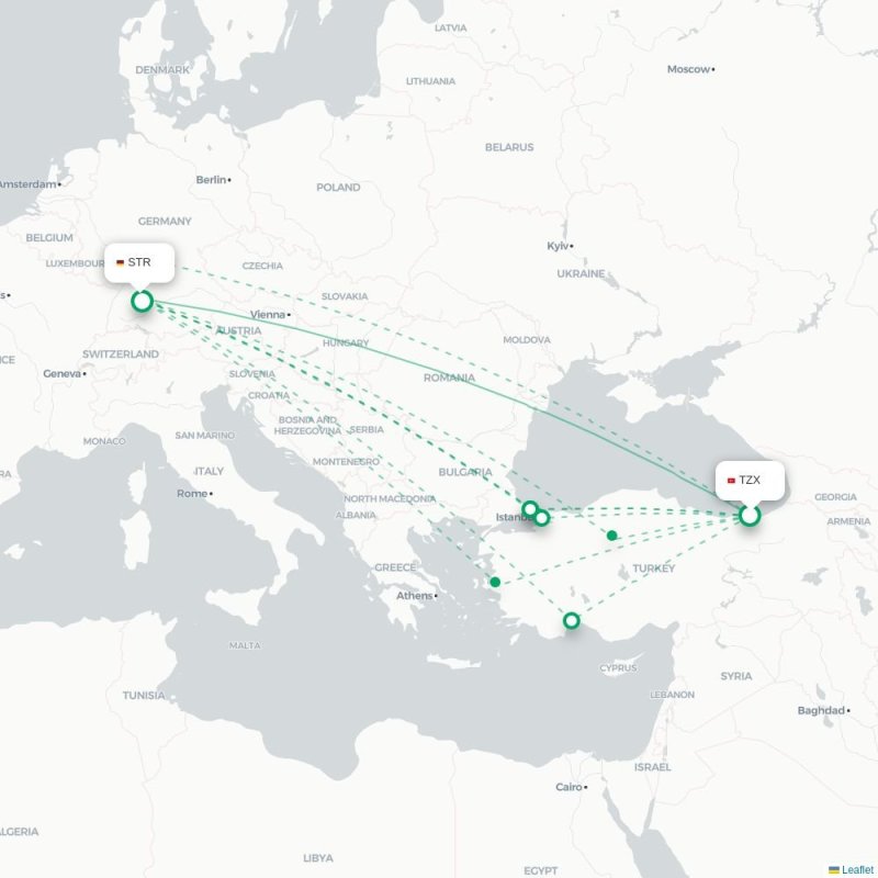 TZX - STR route map