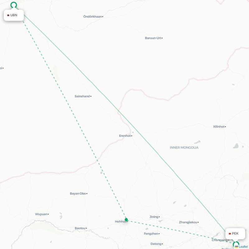 UBN - PEK route map