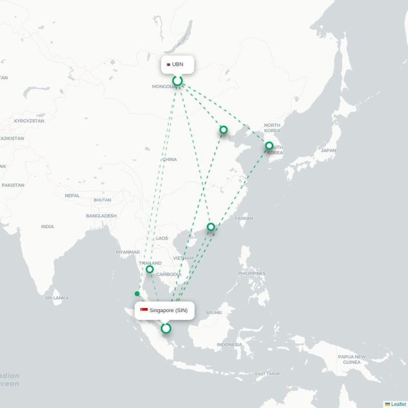 UBN - SIN route map