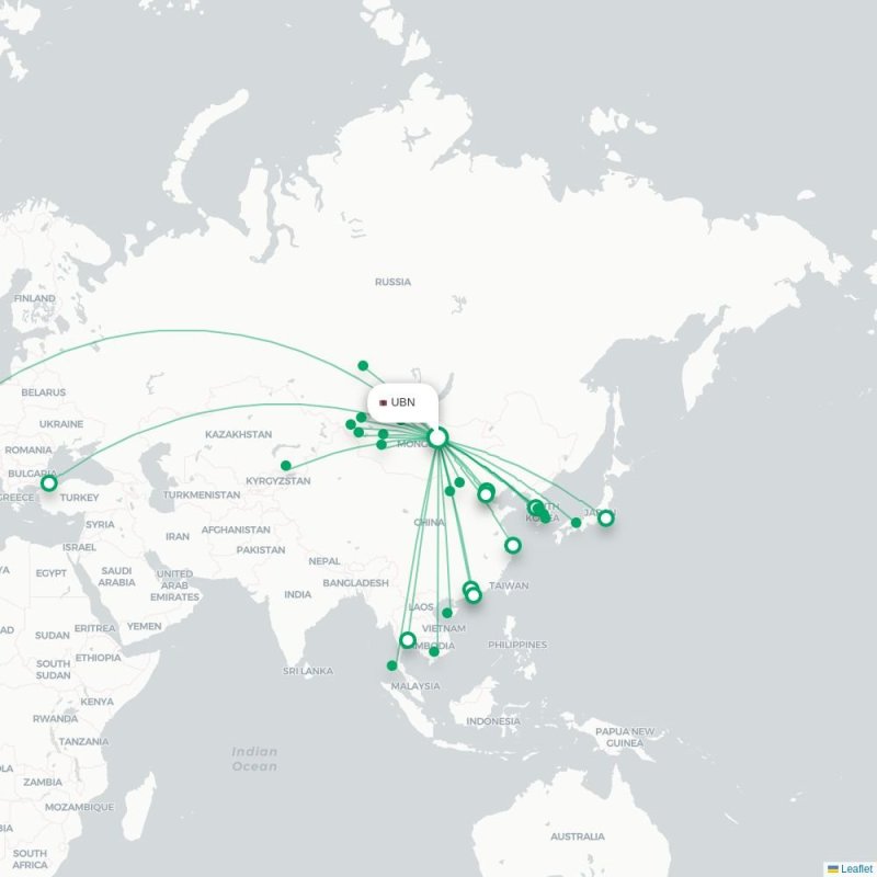 UBN - PKX route map