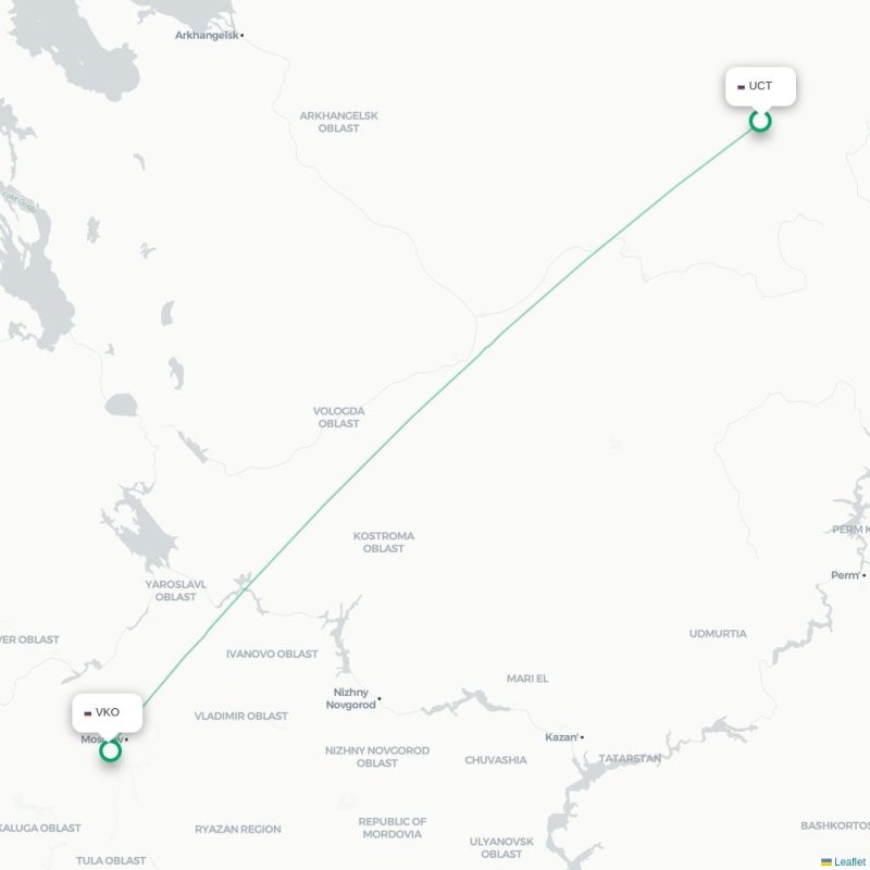 UCT - VKO route map