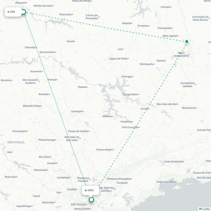 UDI - GRU route map