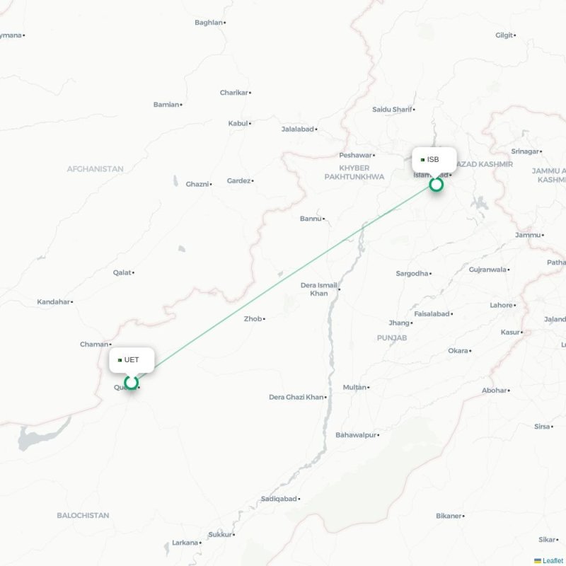 UET - ISB route map