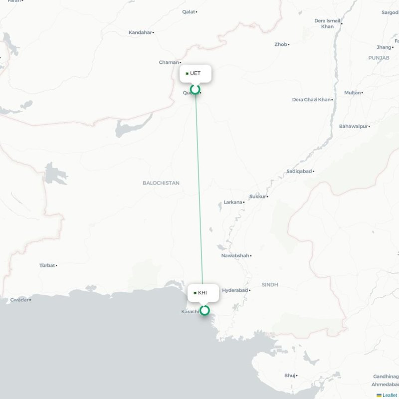 UET - KHI route map