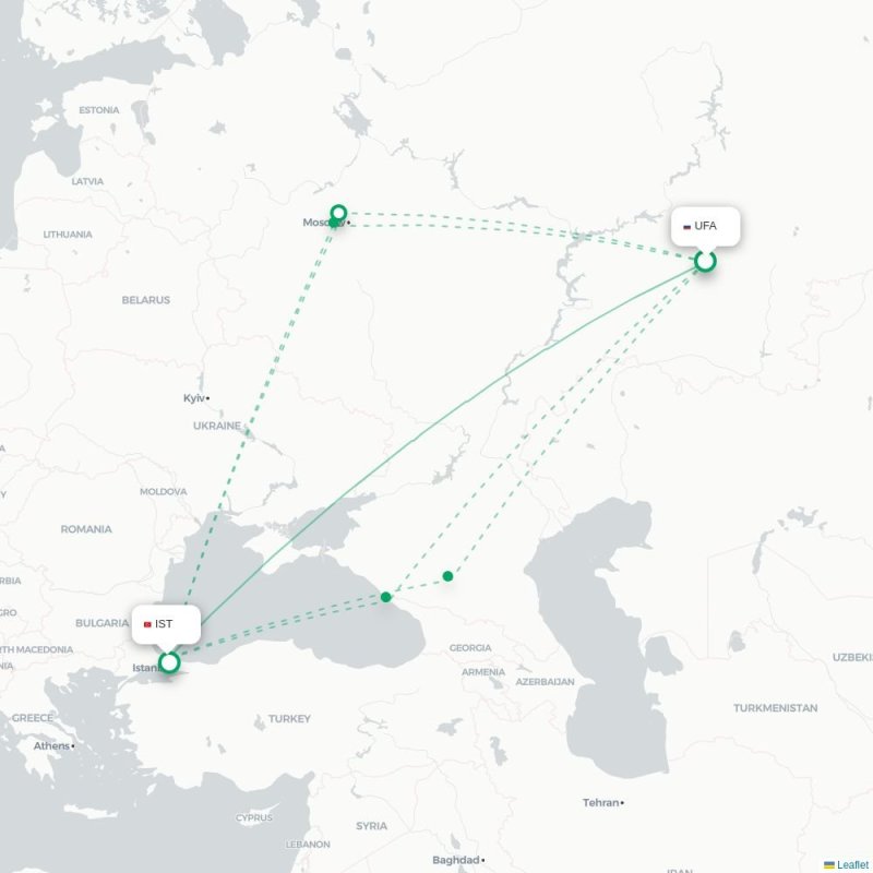 UFA - IST route map