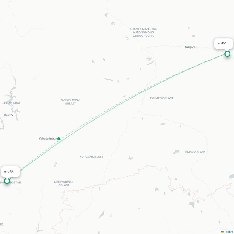 UFA - NJC route map