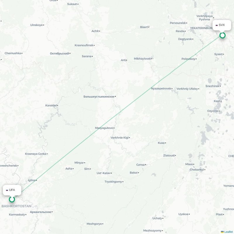 UFA - SVX route map