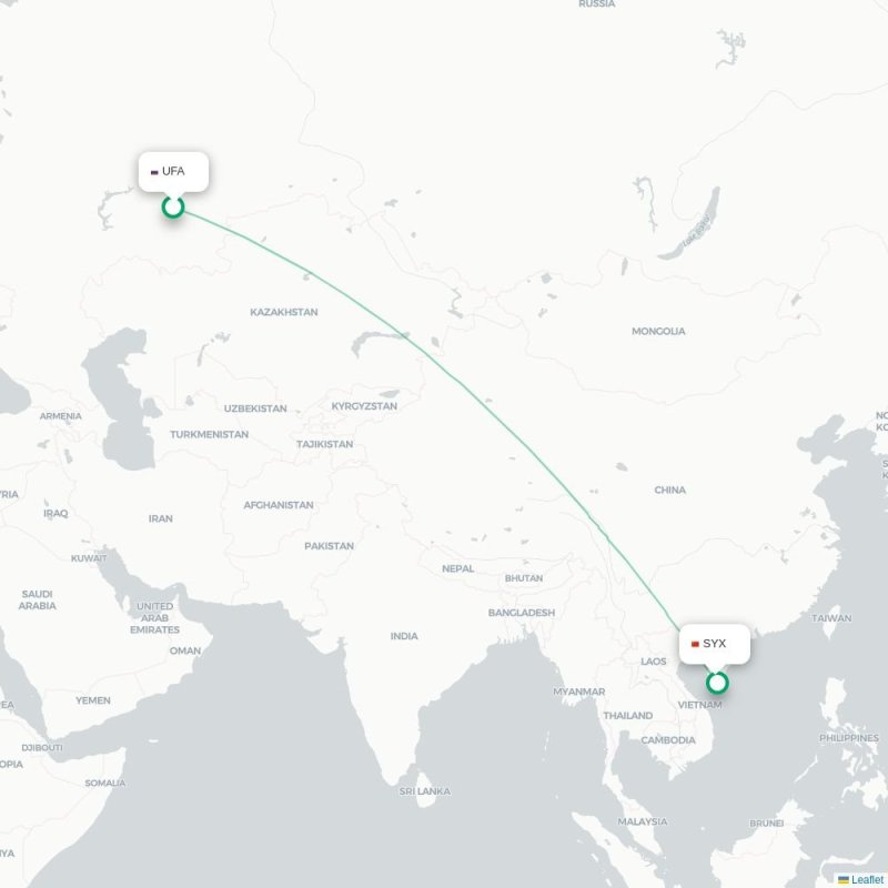 UFA - SYX route map