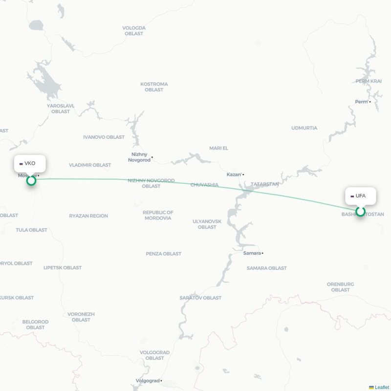 UFA - VKO route map